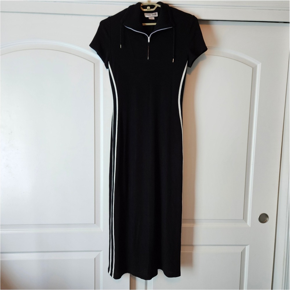 Vintage Maxi Dress Sporty‎ Tennis Prep Black White 90s Y2K Size 12 Ronni Nicole